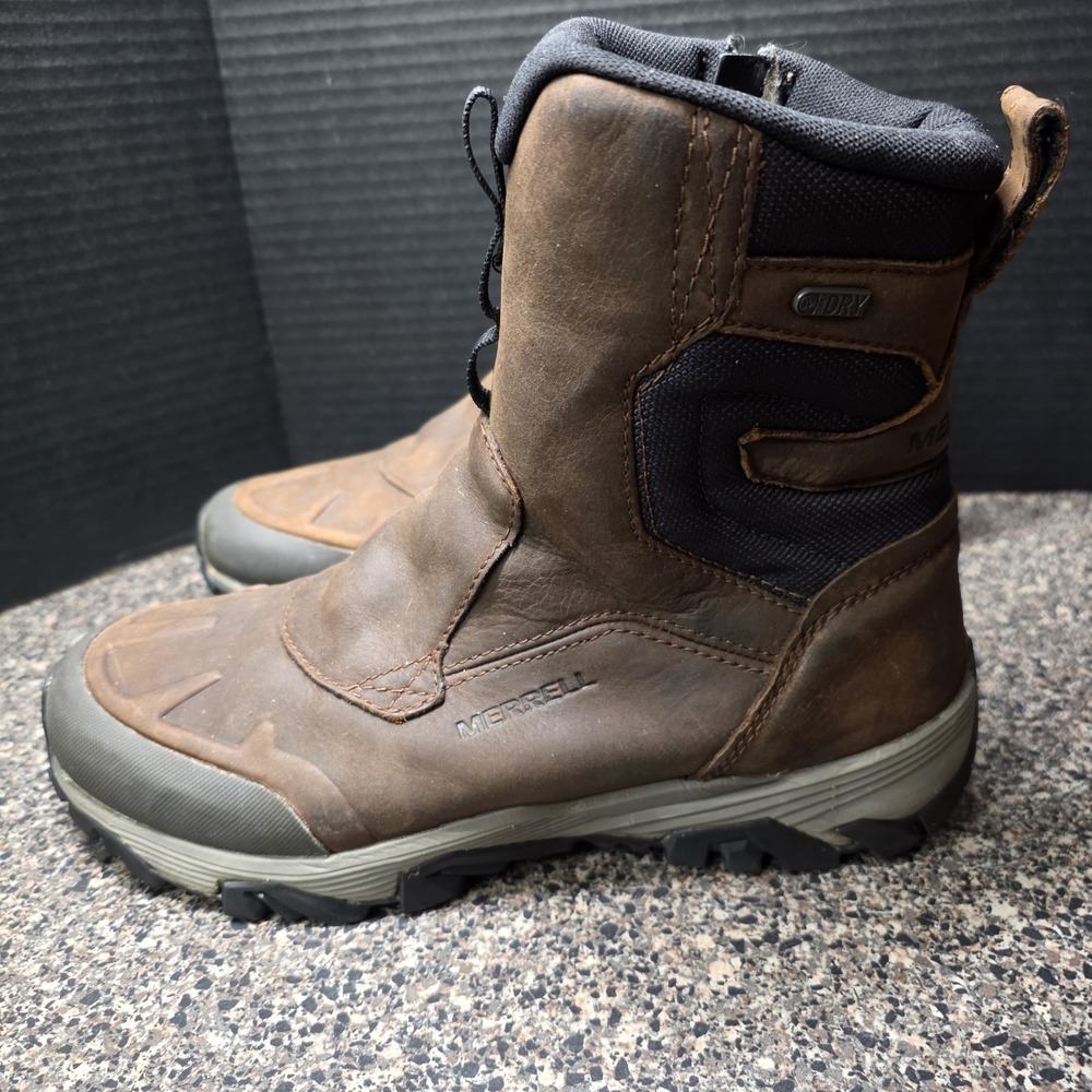 Merrell Coldpack Ice+ 8" Zip Polar Boots Men 9 Brown Waterproof Vibram J92027